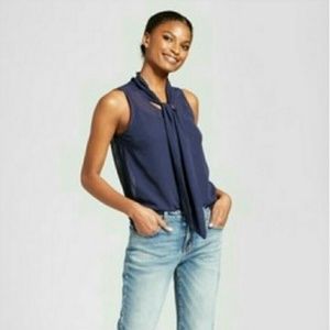 3/$25 - A New Day - Sheer Button Down Tie Blouse